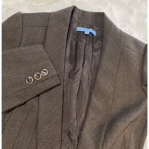 Antoni Melani Women's‎ Brown Wool Herringbone Jeweled Button Blazer Sz 4